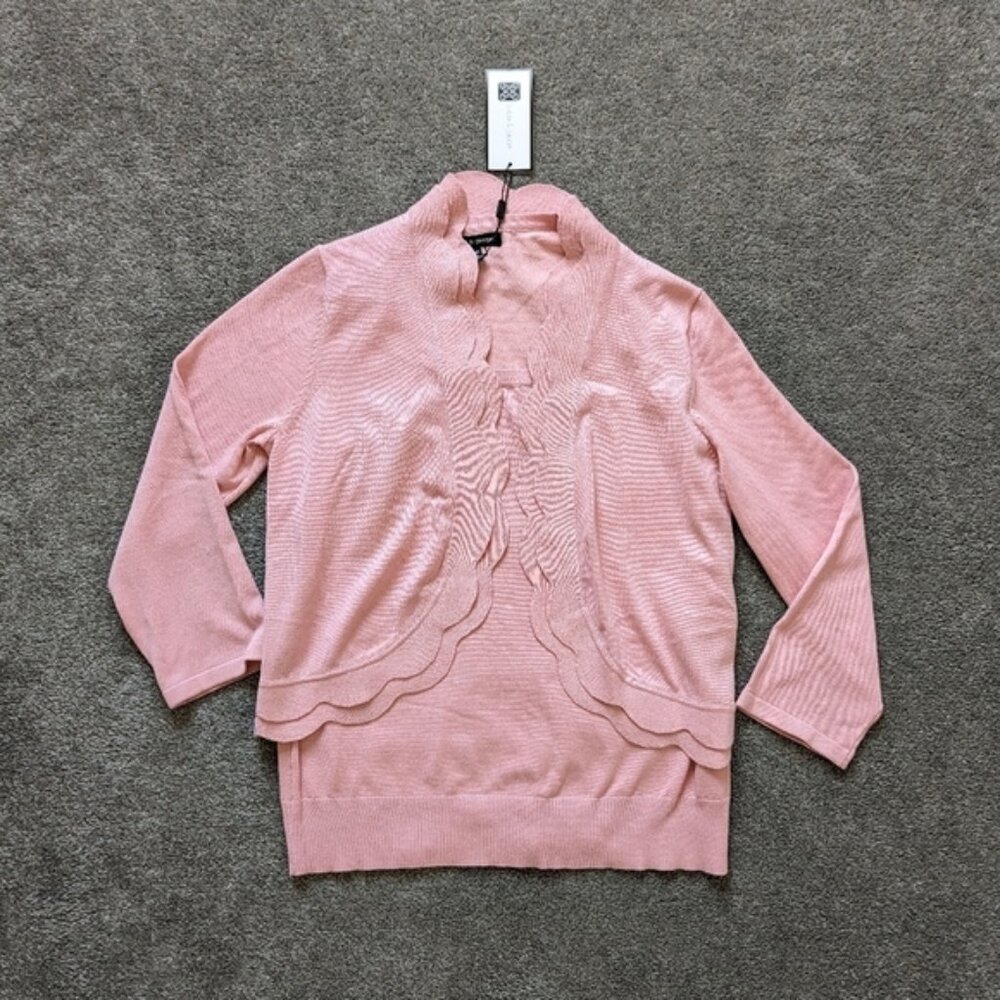 Cable Gauge dusty pink scallop hem tank and sweater cardigan set size Medium
